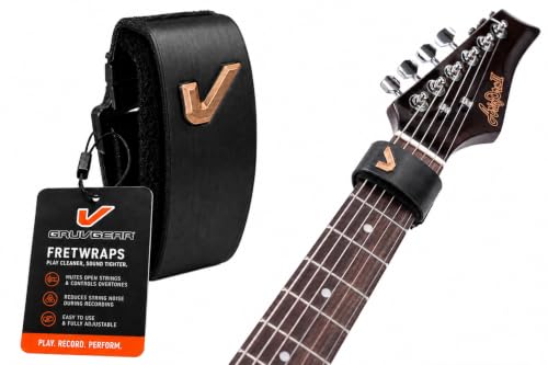 Image of Gruv Gear Fret Wrap & Guitar Mute, Fretwrap for Acoustic, Electric & Bass | String Dampener Recording, Tapping & Practice Accessory (1 Pack, Medium Black and Bronze, Fits 5 String Bass, 7 String