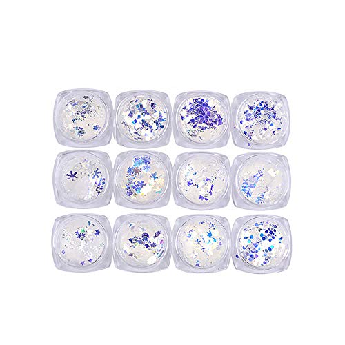 1 paquete de lentejuelas en forma de media luna para uñas de color plateado copo de nieve lentejuelas copos para la cara pelo 3D decoración de uñas