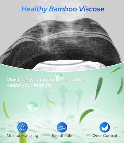 BAMBOO COOL Mens Ankle Socks Bamboo Viscose Athletic Moisture-Wicking Low Cut Running Cushioned Socks3