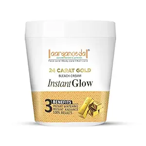 24 Carat Gold Bleach Cream For All Skin Types | Provides Instant Glow & Lightens Blemishes | Removes Tan & Impurities, 250Gm