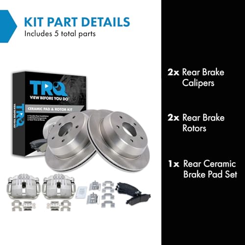 Image of TRQ Rear Brake Pad and Rotor Set Ceramic Rotors Calipers | For 1998-2005 Chevrolet Blazer 1998-2001 GMC Jimmy