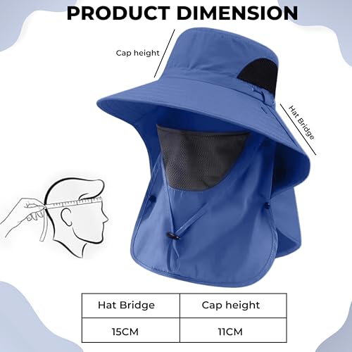 Image of Kraptick Headwear Hats - Lightweight Sun Hat with Detachable Face Cover Foldable Boonie Cap for Travel, UV Protection Summer Cap & Chin Strap with Adjustable Toggle for Secure Fit (DMUG893-A-VV)