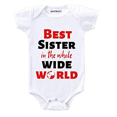 KNITROOT Rakshabandhan Special Unisex Baby Romper Half Sleeve Best Sister In The World