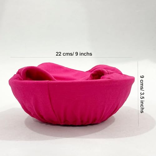 Image of Swayam 100% Cotton Cloth Roti Casserole | Hot Chapati Box | Washable Bread Basket | 22 cm Round Roti Basket | Floral Design - Pink Fuchsia
