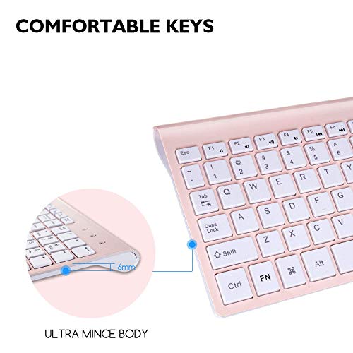Image of cimetech Wireless Keyboard and Mouse Set, 2.4G Ultra-Thin Sleek Design, USB Compact Full Size Keyboard Mouse Combo for Windows, Computer, Desktop, PC, Notebook - Pink