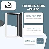Copricaldaia Coibentato da Esterno e Interno in Lamiera Preverniciata Bianco-Grigio SP. 6/10 – Dimensioni 80x45x33cm - Con Kit di Montaggio, QR code Istruzioni e Pellicola Protettiva – con Chiave