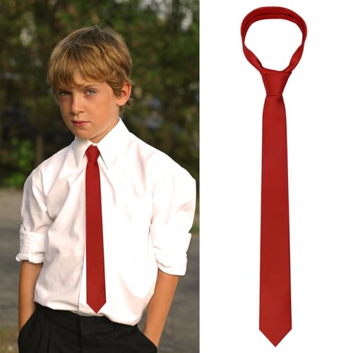 Boys Tie Solid Color Ties for Boy Kids Ties Boys Necktie Self-Tie for Kids School Shirt Graduation (8-14)2