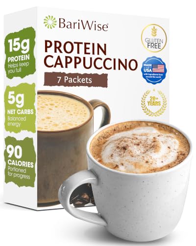 BariWise Protein Hot Cappuccino Mix, Protein Coffee, 7ct (Original Flavor)