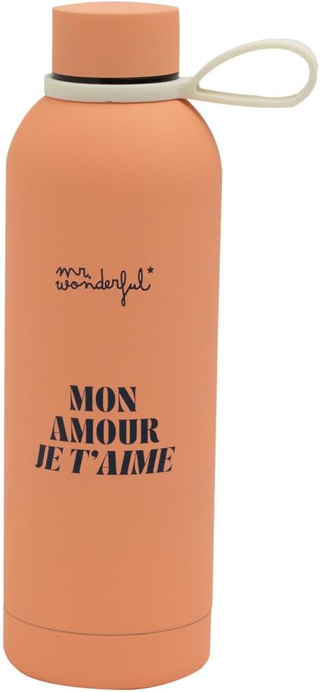 Mr. Wonderful - Thermal bottle 500 ml - Mon amour, je t'aime - Airtight, odourless and lightweight BPA free