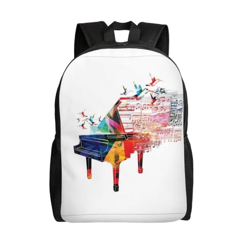 PHAYAH Colorido teclado de piano con patrón de música, hombros casuales, clásica, básica, mochila de viaje, viajes y actividades al aire libre