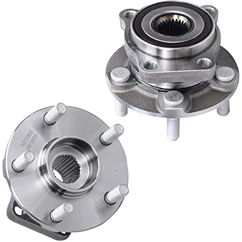 Image of Detroit Axle - Front Brake Kit for Subaru Impreza Forester XV Crosstrek | Drilled & Slotted Disc Brake Rotors Wheel Bearing Hubs Wheel Lug Nuts Replacement