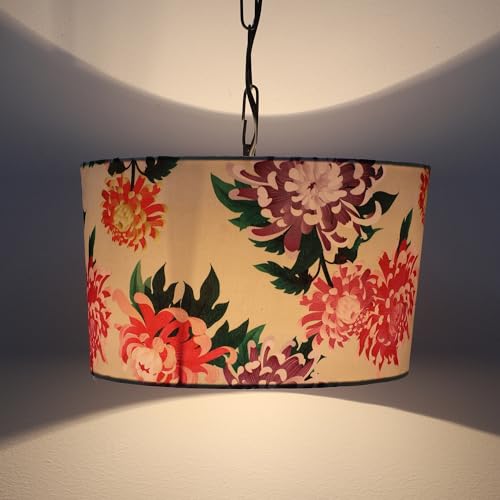 Image of Tu Casa Carnation Print Fabric Glow Pendent Light Hanging Lamp For Bedroom, Living Room, Lounge, Office, Gifting Area Without Bulb For Home Decoration (Height - 20 inch)