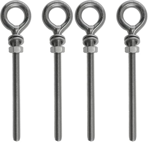 Image of US STAINLESS 2 Pieces Stainless Steel 316 M8 Eye Bolt 8mm x 80mm Marine Grade Pitch of 1.25 (Pack of 2)