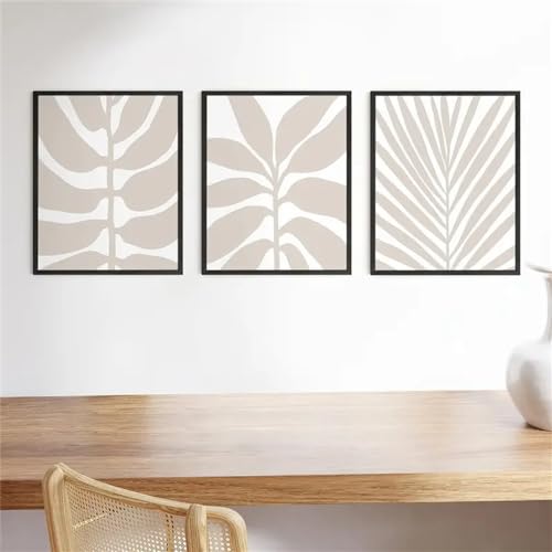 Cuadros botánicos boho en lienzo beige de 60x70 cm para decoración neutral sin marco pack de 3 2