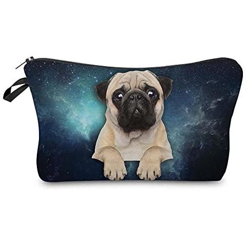 Makeup Toiletry Cosmetic Travel Carry Bag Zippered Luggage Pouch Multifunction Make-up Bag Pencil Holder Organizer For Men and Women (Cute Pug) Cover