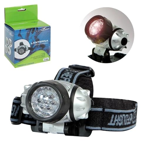 Lanterna de Cabeça com 7 LEDs e Suporte Ajustável a Pilhas para Pesca, Ciclismo, Acampamento, Caminh