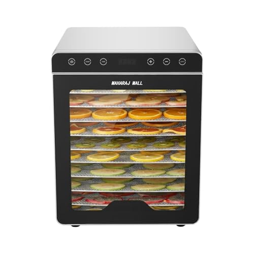 Image of Food Dehydrator 10 trays Stainless Steel for Jerky Vegetables Fruits Meat Yogurt Treats Herbs with Digital 0-24 Timer and 30-85℃ Temperature Control 800W Electric Food Dryer Machine
