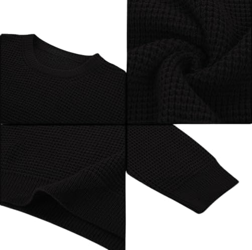 Image of ColorChakra Waffle Knit Mens Sweater Woolen Round Neck Wool Pullover