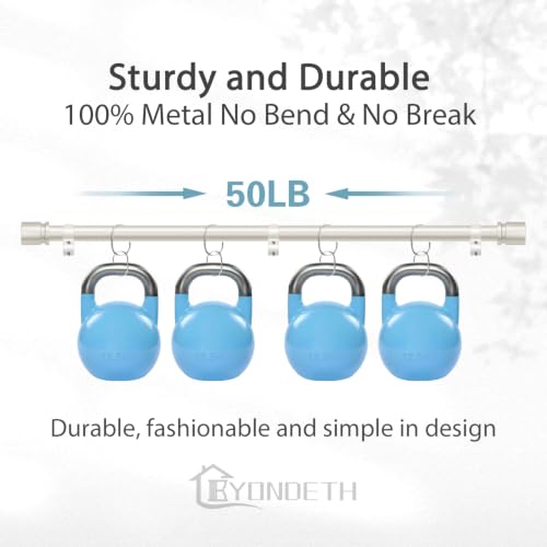 Image of Byondeth Curtain Rods for Windows 16 to 144 Inches Adjustable Length 1 Inch Diameter Window Curtain Rod with Aluminium End Cap, Brushed Nickel