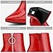 DREAM PAIRS Women's Chunky Heel Ankle Booties Pointed Toe Short Boots,Size 8.5,Red/Pat-3,SIANNA