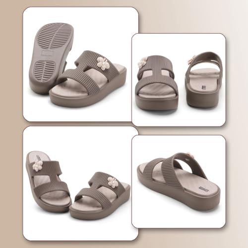 Image of DOCTOR HEALTH SUPER SOFT Women's EVA Platform Slide Slippers | Soft Cushioned Lightweight Anti-Skid Bathroom House Slippers | Floral Charm Comfort Slides for Indoor Outdoor Everyday Wear