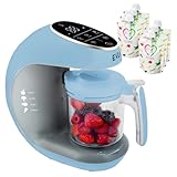 Picture of EVLA'S Baby Food Maker, Steamer, Blender, Baby Food Processor for Healthy Homemade Baby Food in Minutes, Touch Screen with 6 Reusable Food Pouches, Baby Registry Essential, Blue