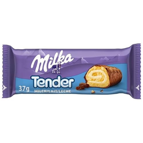 Milka Tender Milch - Biskuit-Rolle mit Milchcrèmefüllung und Vollmilchschokolade - Thekendisplay - 21 x 37g