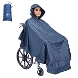 Rollstuhl Regenponcho, Rollstuhlabdeckungen,regencape für rollstuhlfahrer, wasserdicht mit reflektierenden Streifen (Navy Blue)