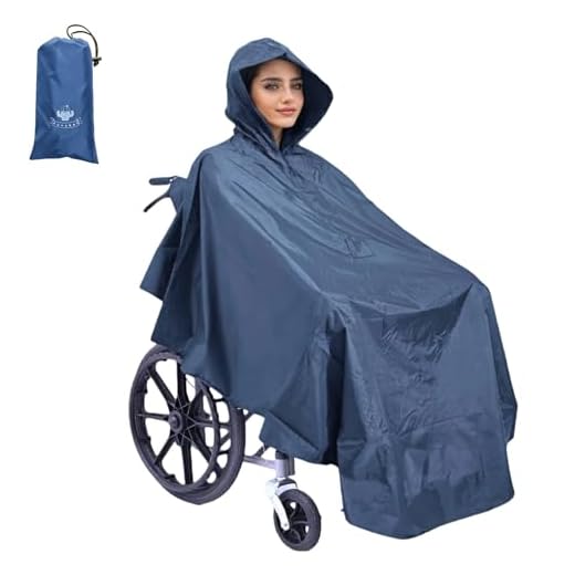 Fonakei Wheelchair Rain Poncho, Wheelchair Covers Waterproof with Reflective Stripes (Navy Blue)