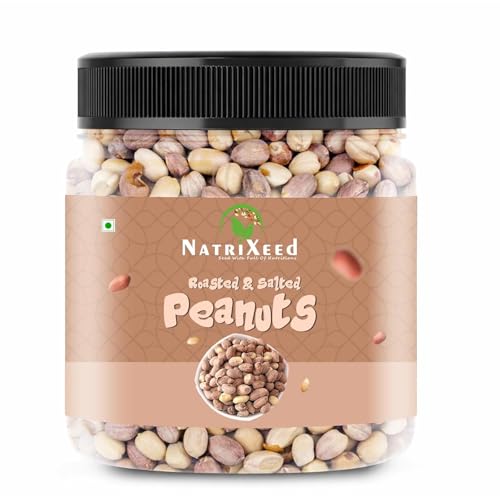 Image of NatriXeed Roasted Salted Peanuts 1kg | Crunchy Roasted Groundnuts | Savoury Ready To Eat Snack | Namkeen Moongfali For Tea Time, Travel, Parties & Everyday Enjoyment | Protein Rich Snack Ingredient