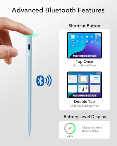 Image of ESR Geo Digital iPad Pencil Findmy Compatible with Apple iPad 2018-2026,with Easy Shortcuts for Apple iPad A16 /10 /9 /8 & Air 13 /11 & Pro 12.9 /13 /11 & Mini 7 /6 /5,Blue(No Wireless Charging)