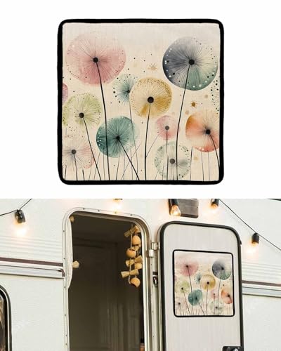 LEOKOTI RV Door Window Shade, Vintage Spring Floral Blackout RV Window Shades Foldable, Abstract Art Pastoral Flowers Rustic Privacy Insulation Car Covers 16