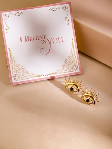 Image of Rubans Gold-Plated Evil Eye Stainless Steel Stud Earrings for Women & Girls | Studs Fashion Western Designer Jewellery Statement Gift