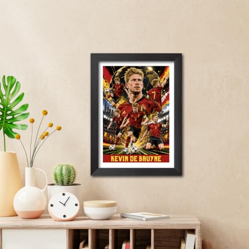 Image of TenorArts Kevin De Bruyne Belgium Poster Worldcup Themed Laminated Photo Frame Painting with Matt Finish Black Texture (12 inches x 9inches)