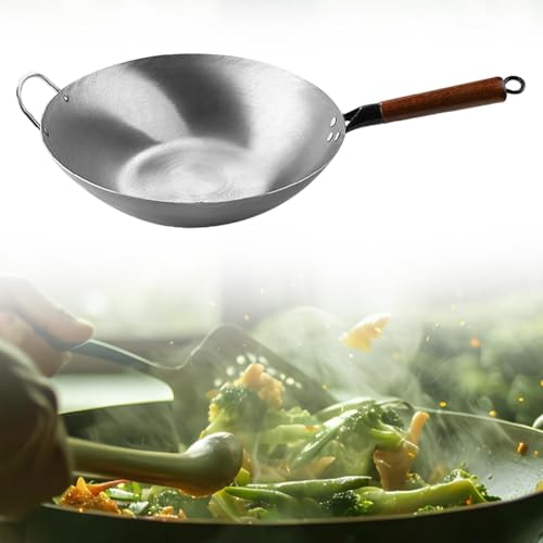 Wok de fierro con mango de madera, 36 cm con orejas miniatura 4