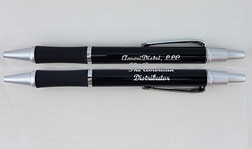 Ezpencils - Personalized - Elegant Tip And Click Silver Accents On Black Solid Color Body And Black Grip - Bullet Ballpoint Pens - 12 Pkg - ** Free Perzonalization ** #TOP1
