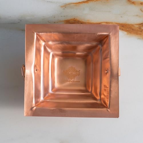 Image of INDIAN ART VILLA Pure Copper Hawan Kund with Handle On Both Side, for Yagya, Hawan & Poojan Purpose, Size-1.5 x 4.5 Inches