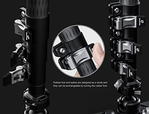 Leofoto Mv-324C+Vd-03 Carbon Fiber Flip Lock Pro Video Camera Monopod With Tripod Stand Max Load 22Lb, 1500Mm #TOP5