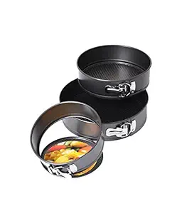 Krioz Imported Cake Mould Springform pan Tin Made of high tensile Carbon Steel with Nonstick Coating Non-Corrosive and Stain-Resistant Set of 3 Cake Moulds