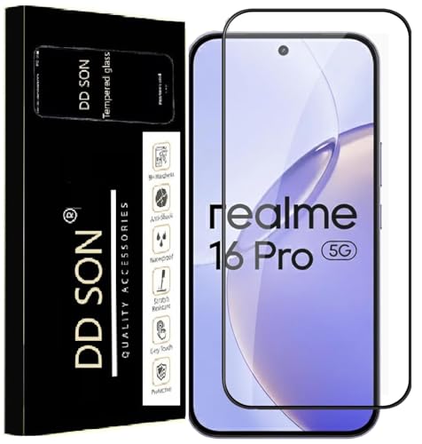Image of DD SON Premium Tempered Glass Screen Protector Guard Compatible For Realme 16 Pro 5G (6.78 Inch, Pack of 1) | Edge to Edge Coverage With Easy to installation kit for Smartphone