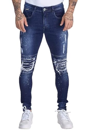 Calça Jeans HNO Jeans Skinny Rasgada No Joelho Azul