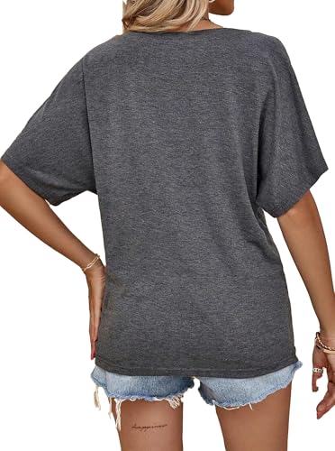 Image of Hilinker Womens Sexy Off The Shoulder Tops Short Batwing Sleeve T Shirt Oversized Casual Tee