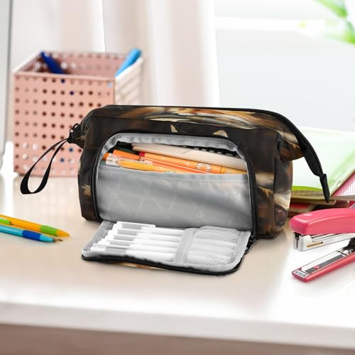 Image of Fox Cartoon Pencil Case Pouch Big Capacity Pencil Bag Box Organizer Pen Case with Handle Stationery Organizer for Girls Boys Women Kids Adults School