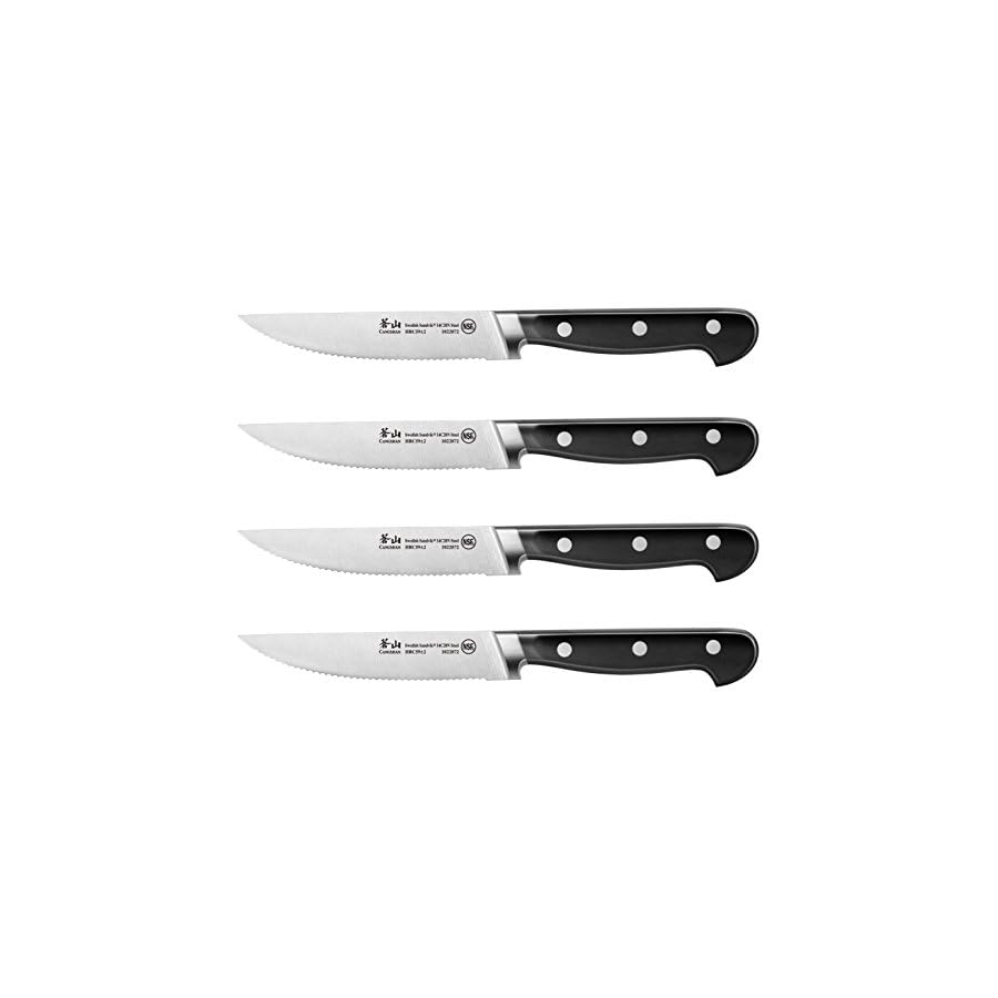 Cangshan TV2 Series 1022889 Swedish 14C28N Steel Forged 4-Piece Steak Knife Set