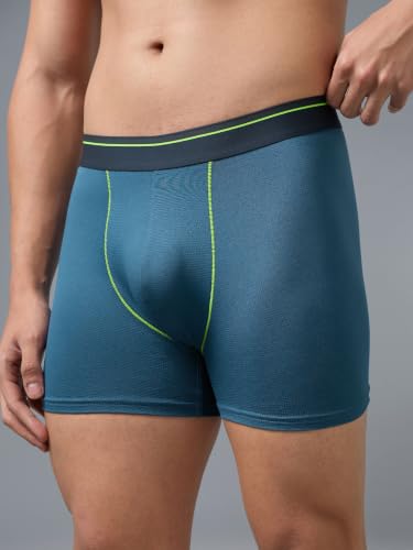 Image of TECHNOSPORT Men's Colorblock Trunks Underwear with ElastoLITE 4 Way Stretch Lightweight Breathable Moisture Wicking Soft Anti Odour Anti Microbial Comfort Fit Boxer Briefs Innerwear for Men