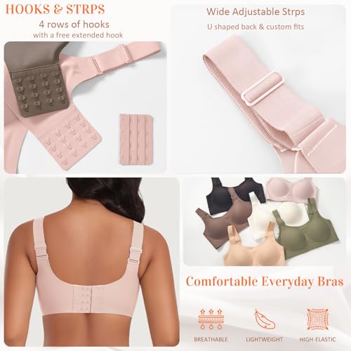 Image of Wireless Jelly Seamless Bras for Women No Underwire Tshirt Full Coverage Padded Bra Comfortable Everyday Bralettes