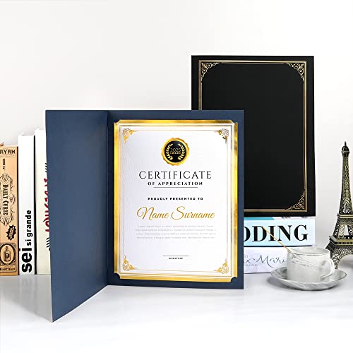 Sunee 30 Packs Navy Blue Certificate Holders For 8.5X11 Award Certificates, Certificate Covers With Gold Foil Border #TOP4