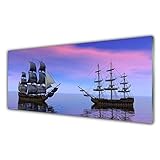 Motif: Paysage Bateaux Mer Impression sur verre de Tulup 125x50 cm - Image - Tableau - Photo décorative panoramique - Paysage Bateaux Mer