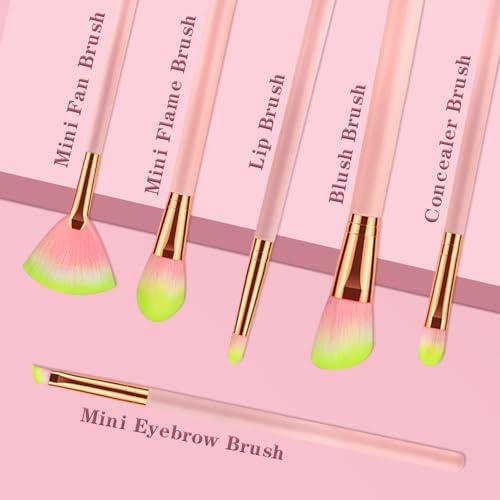 Nicesail Makeup Brushes Set 12 Pcs Pearlescent Wood Handle Premium Cruelty-Free Synthetic Fiber, Pink Make Up Brushes Kit Leather Organizer Case, Face Powder Brush Lip Brush Blush Concealer Contour