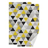 Jucciaco Grey Hand Towel for Bathroom Kitchen, Absorbent White Yellow Black and Gray Triangles Bath